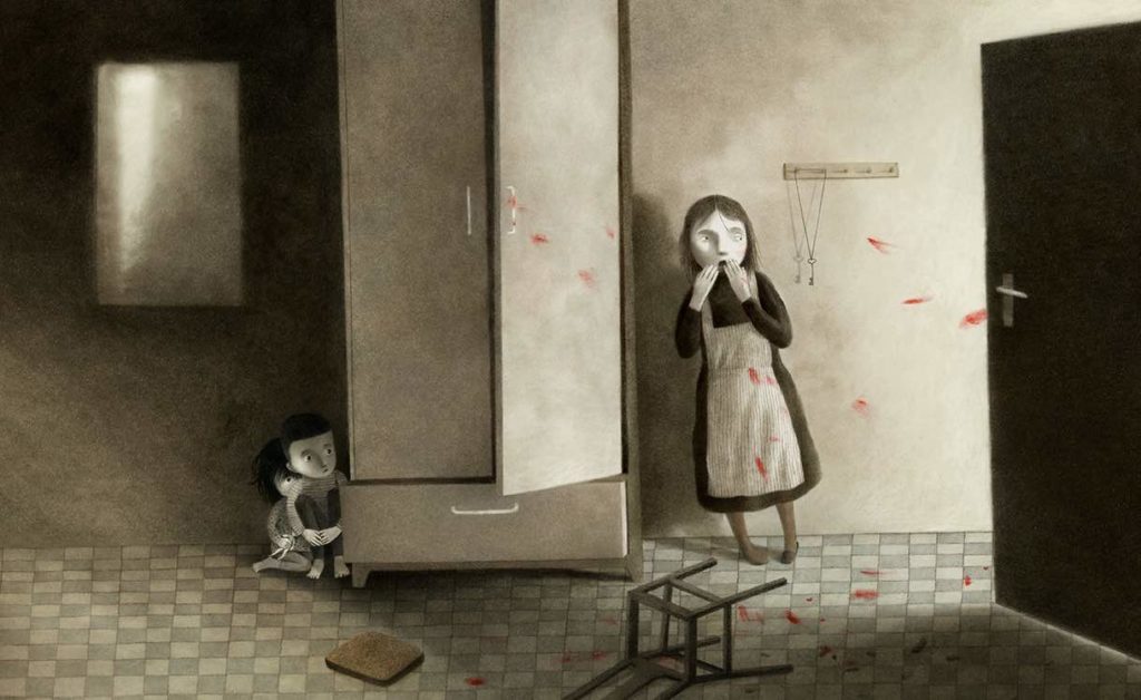 Akin Duzakin Illustration - The girl, and the kids hiding in the room