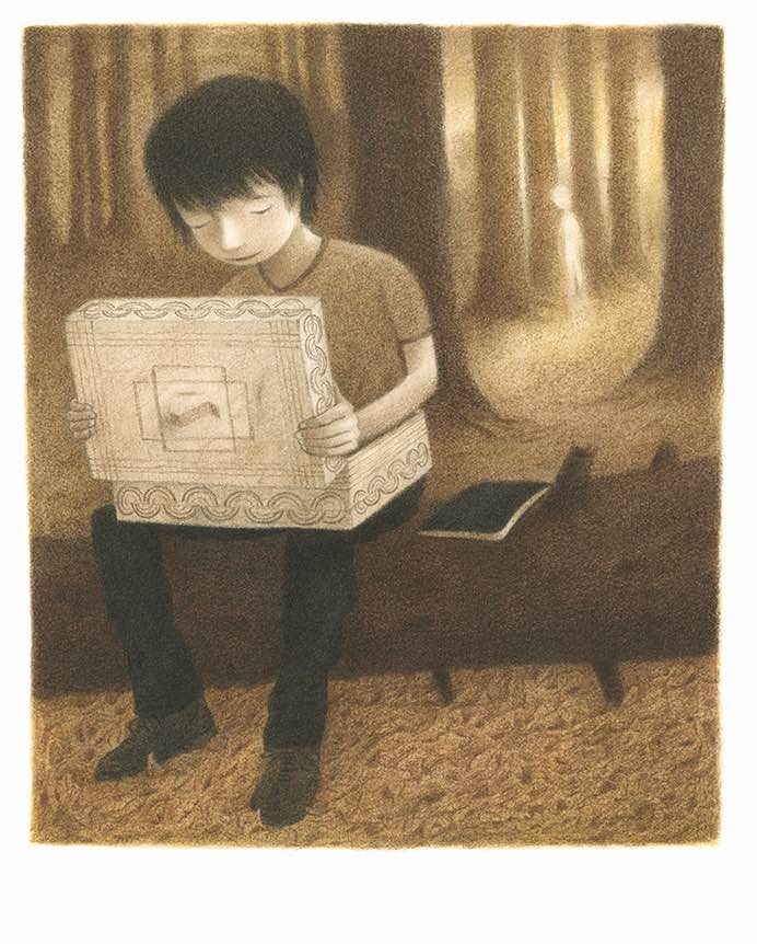 Akin Duzakin Illustration - Kid with a box sitting in the forrest